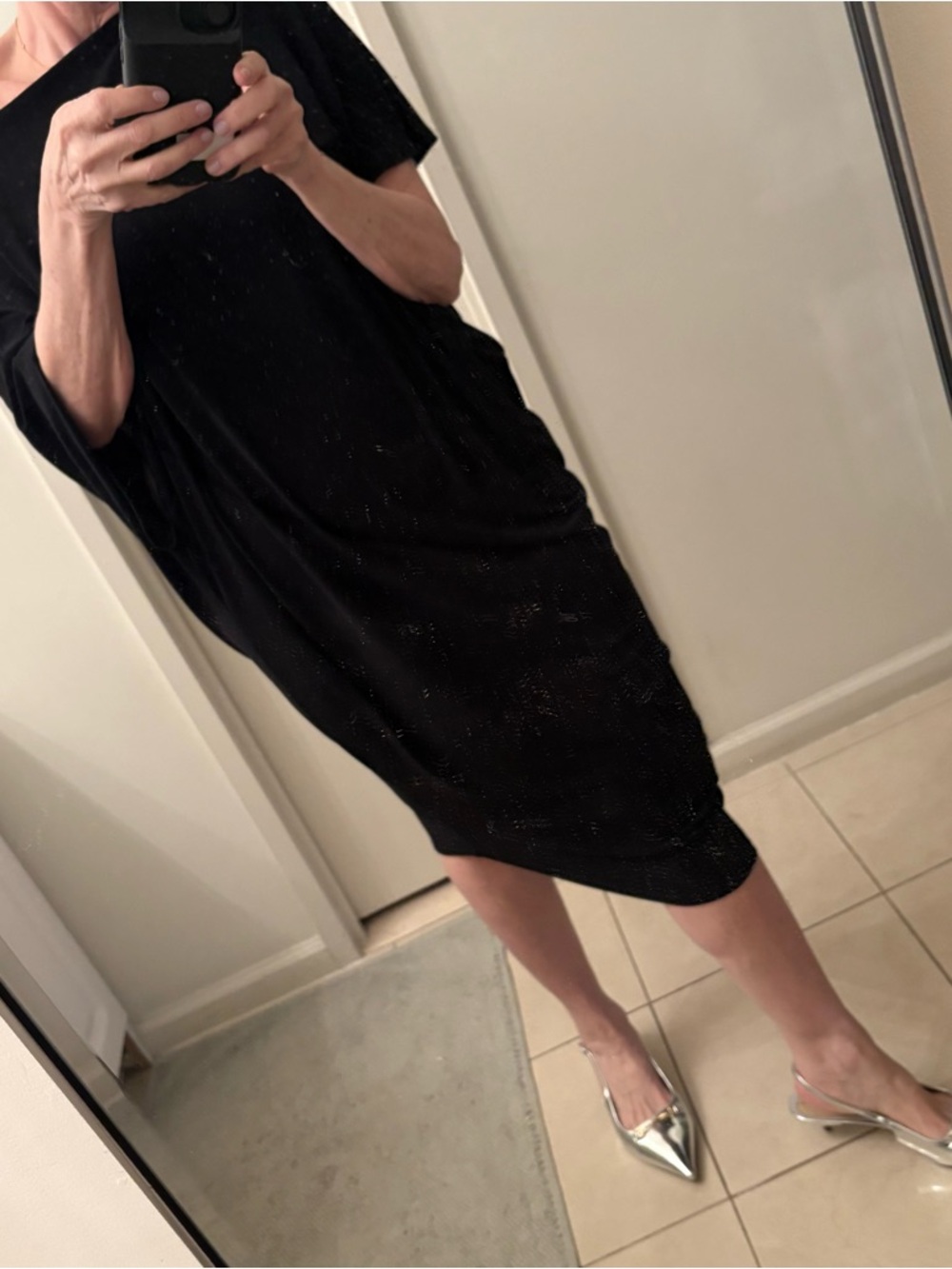 Black asymmetrical Draped Dress - Sleek Minimalist Style